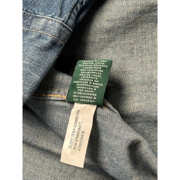 Lauren Ralph Lauren Womens Medium Denim Button-Down Shirt With Front Pockets & L - Picture 7 of 7